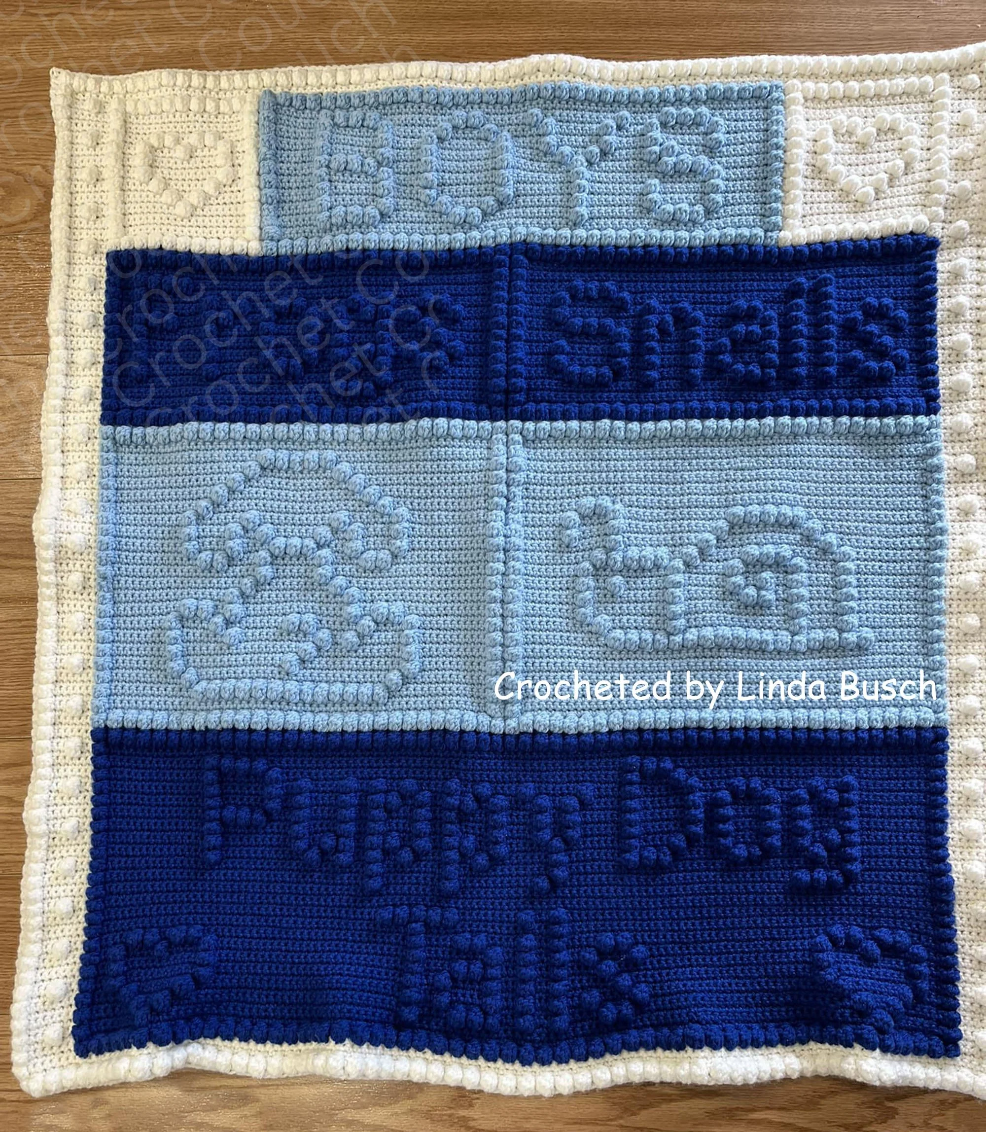 Boys Frogs and Snails Baby Afghan, Bobble Crochet Pattern